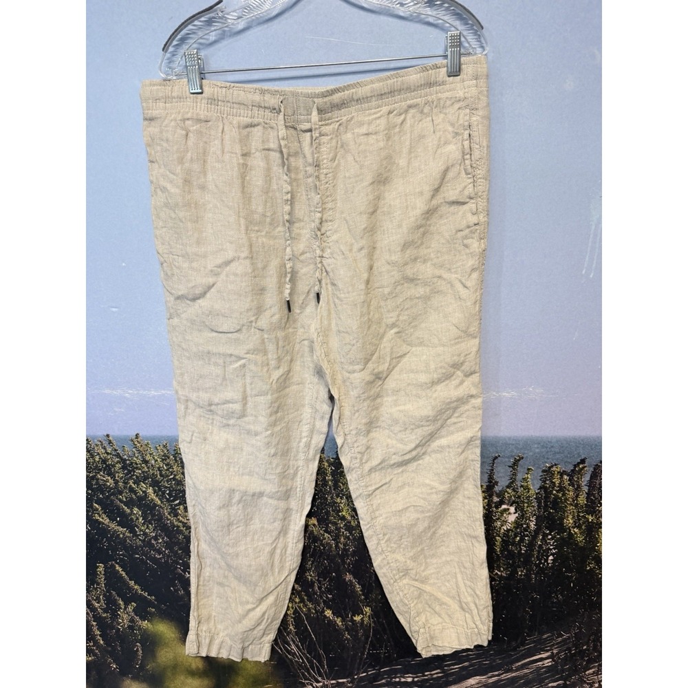Panama Jack Linen Pants Mens L Beige Casual Chino Summer Beachy Resort Coastal